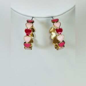 18K Gold Plated | Pink Ombré Heart Hoop Earrings for Valentines Day 💕